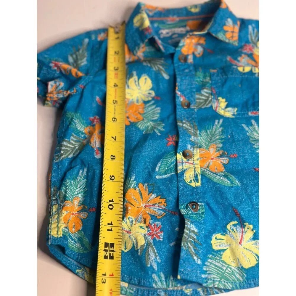 Original Arizona Jean Co. Toddler Hawaiian Shirt‎ 18M Floral Print Button-Up Boy